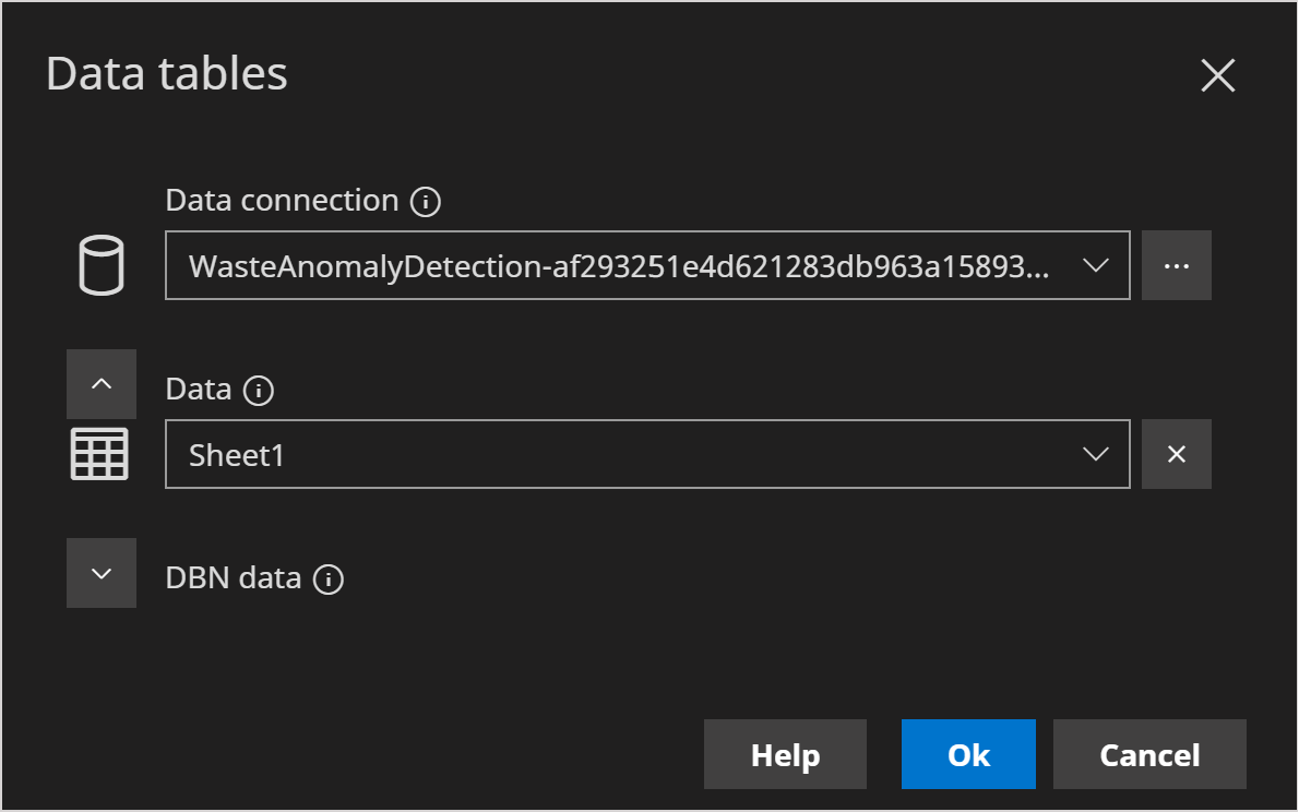 Data Tables populated